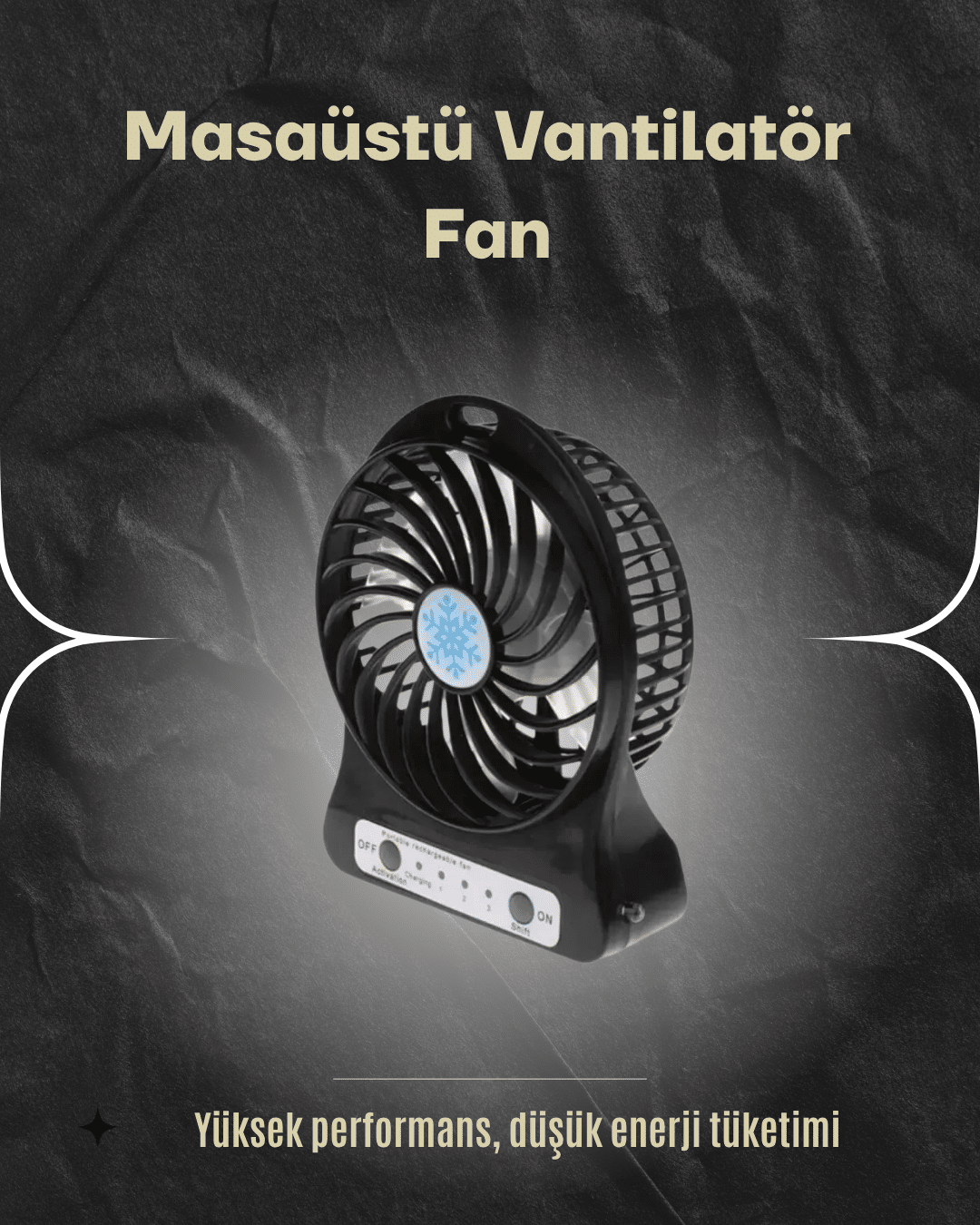 Þarjlý USB Fan – Masaüstü Mini Vantilatör, Taþýnabilir, Iþýklý, 3 Kademeli, Sessiz