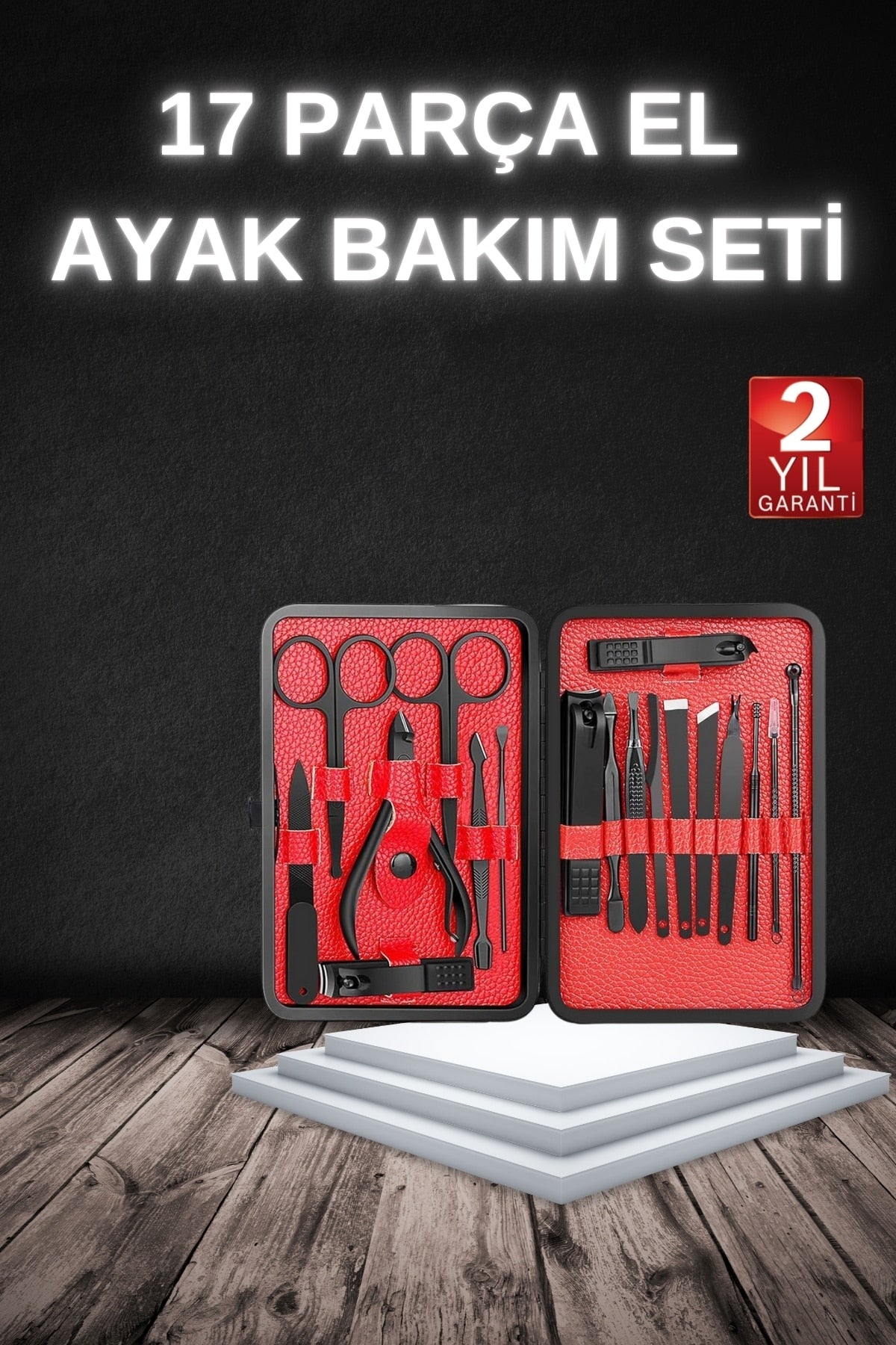 17 Parça Manikür Seti Taþýnabilir Özel Çantalý El ve Ayak Bakýmý Týrnak Batýðý Temizleme