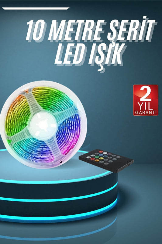 10M Þerit Led Ýç Mekan Renkli Rgb Þerit Led Kumandalý
