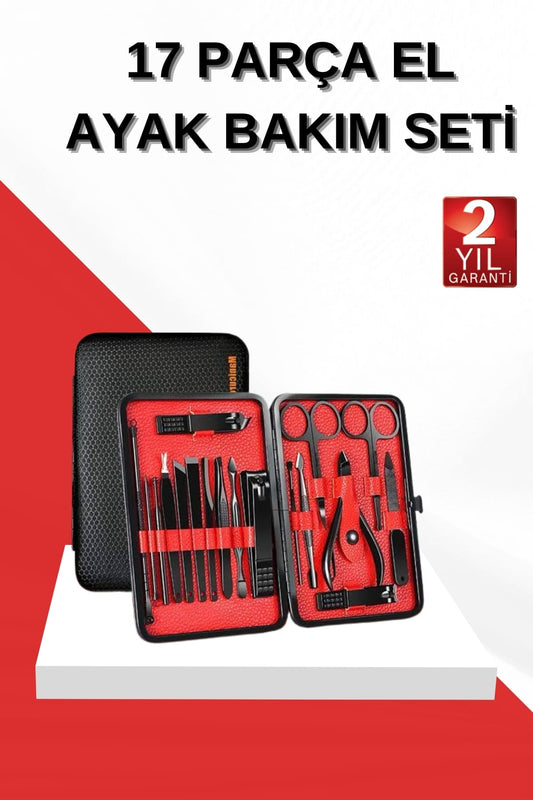 17 Parça Manikür Seti El ve Ayak Bakýmý Törpü Cýmbýz Týrnak Temizleme