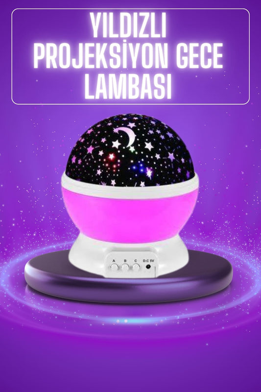 Yýldýz Görünümlü Gece Lambasý Renkli Masa Lambasý Gökyüzü Projeksiyon