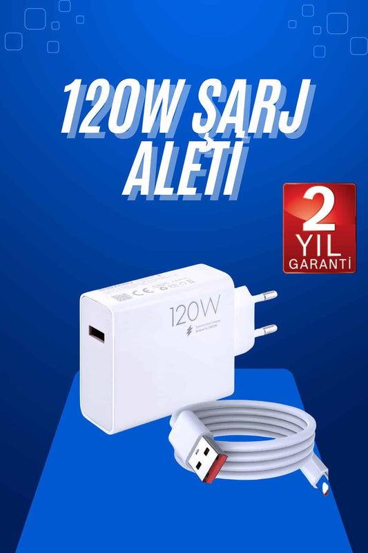 120 Watt Turbo Hýzlý Þarj Aleti Seti Hýzlý Þarj Adaptörü Beyaz