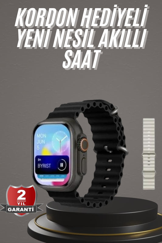 2025 Model Akýllý Saat Çift Kordon Ios Ve Android Arama Cevaplama Sesli Asistan