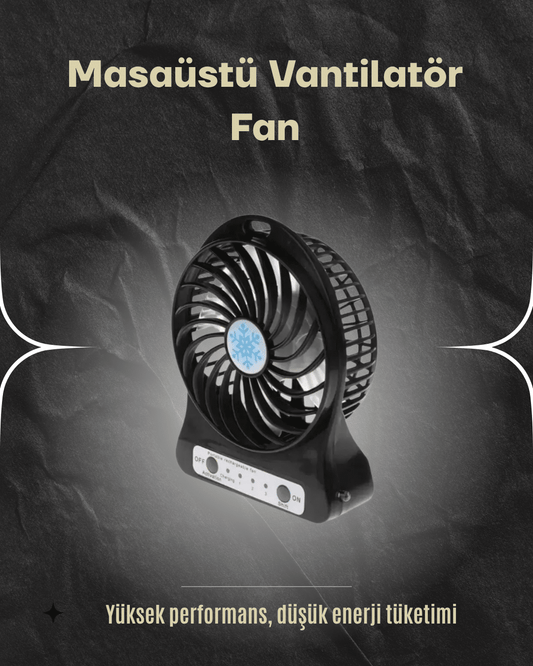 Þarjlý USB Fan – Masaüstü Mini Vantilatör, Taþýnabilir, Iþýklý, 3 Kademeli, Sessiz