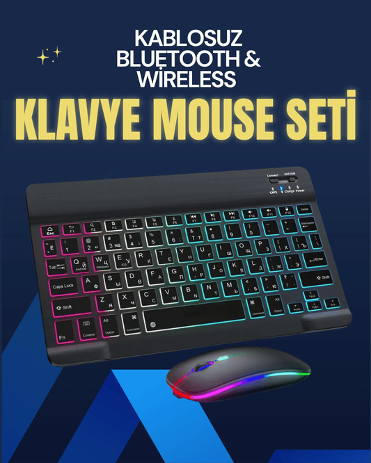 Þýk ve Sessiz Tasarýmlý Iþýklý Klavye Mouse Seti – Þarjlý, Wireless