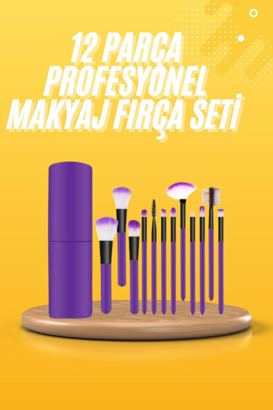 12 Parça Makyaj Fýrçasý Yumuþak Kýllý Profesyonel Fýrça Seti Yüksek Kaliteli Pürüzsüz