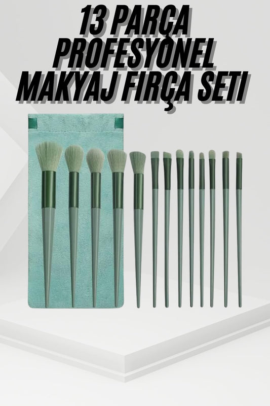 13 Parça Taþýnabilir Kýlýflý Profesyonel Makyaj Fýrça Seti Pudra Allýk Fondöten Fýrçasý