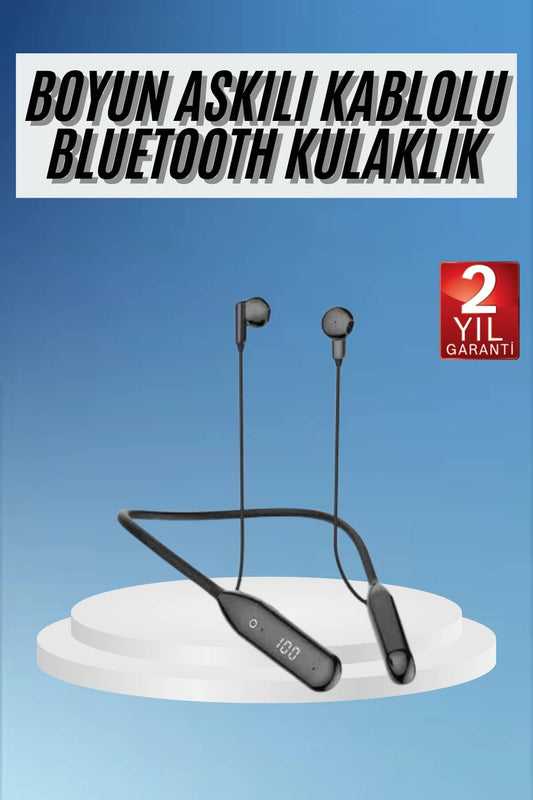 100 Saat Kablolu Boyun Askýlý Dijital Göstergeli Bluetooth Kulaklýðý