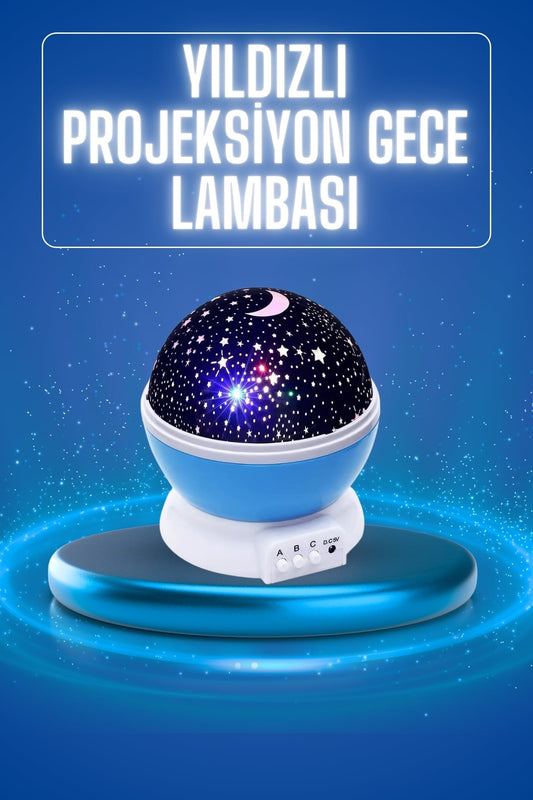 Yýldýzlý Gece Lambasý Mor Projeksiyon Görünümlü Masa Lambasý Renk Deðiþtirebilen