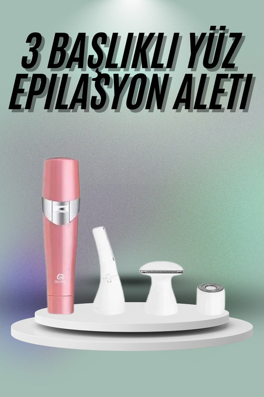 Yüz, Kaþ ve Tüm Vücut Epilasyon Aleti3 Baþlýklý Epilatör Tüm Cilt Tiplerine Uygun