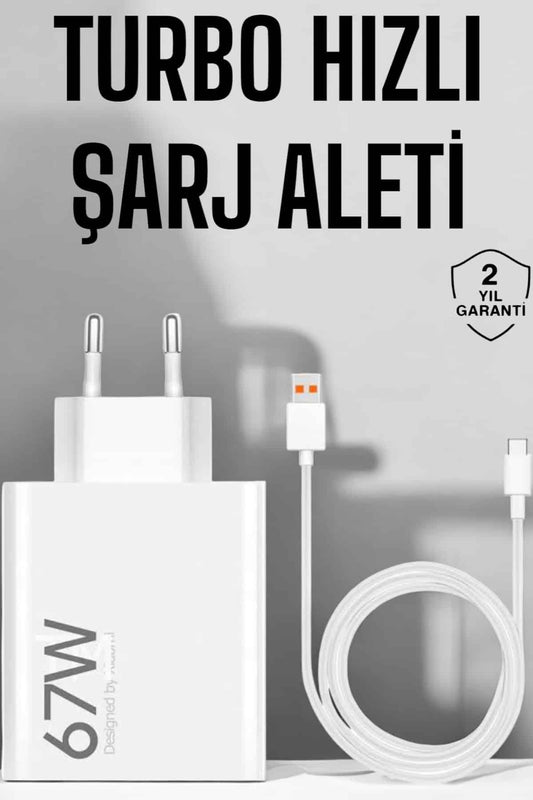 Þarj Aleti 67W Hýzlý Þarj Turbo Type-C Uyumlu Þarj Adaptörü Kablosu