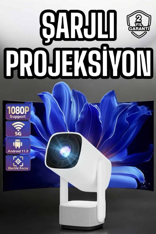 Þarjlý Projeksiyon Oyun Sinema Projektörü 4K HD Görüntü Kaliteli